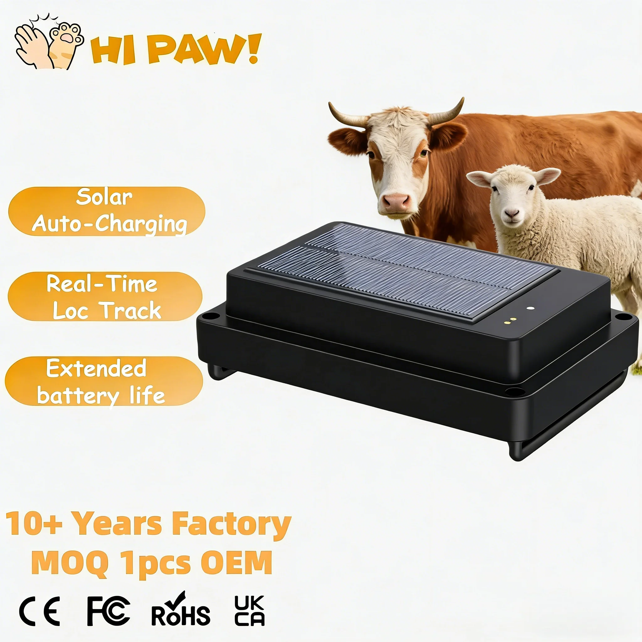 Animal Gps Tracker 4G Solar - 4G GPS羊用動物ソーラーGPS追跡活動監視システム（牛、馬、家畜用首輪GPS紛失防止ソーラーペットトラッカー）