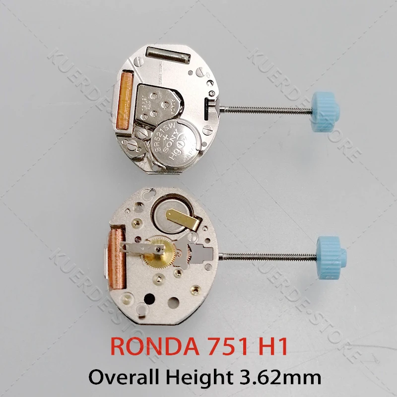 العلامة التجارية الجديدة روندا 751 حركة 2 الأيدي حركة ساعة كوارتز مع ملحقات استبدال البطارية
