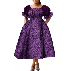 African Style Dresses for Women Puff Sleeve High Waist Gowns Ankara African Dress Princess Dress Robe Africaine Femme WY9970