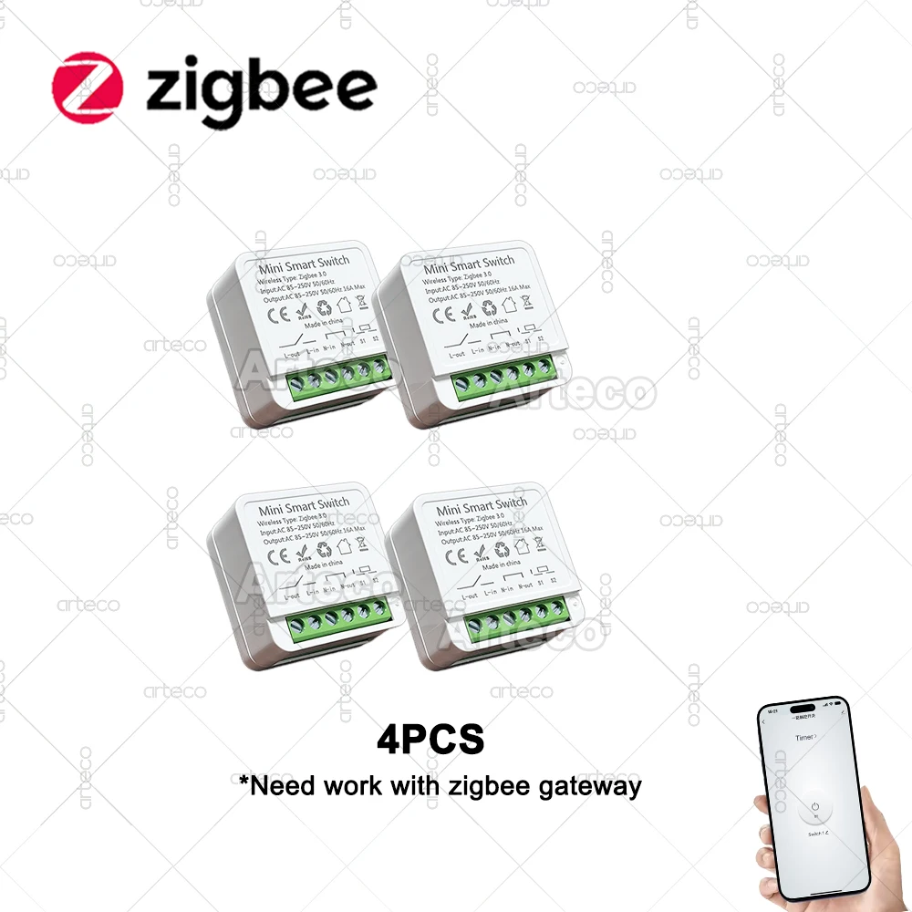Zigbee 3.0 Mini Smart Switch 16A 2-Wege-Steuerung Relais-Schalter Hausautomation DIY-Modul Lichtschalter Benötigt Gateway-Unterstützung Z2M