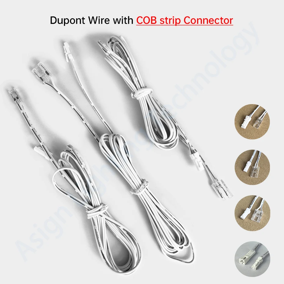 1/3/5Pcs 2m Dupont Männlich Draht Terminal 2Pin 5mm 8mm 10mm Kristall schnalle Stecker für 12V 24V COB LED Streifen Licht Verlängerung Kabel