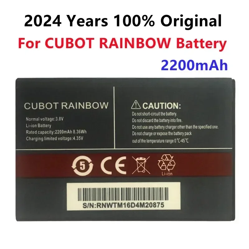 Оригинальный аккумулятор 2024 года для Cubot RAINBOW 2200 мАч, Высококачественная Стандартная батарея, запасная батарея