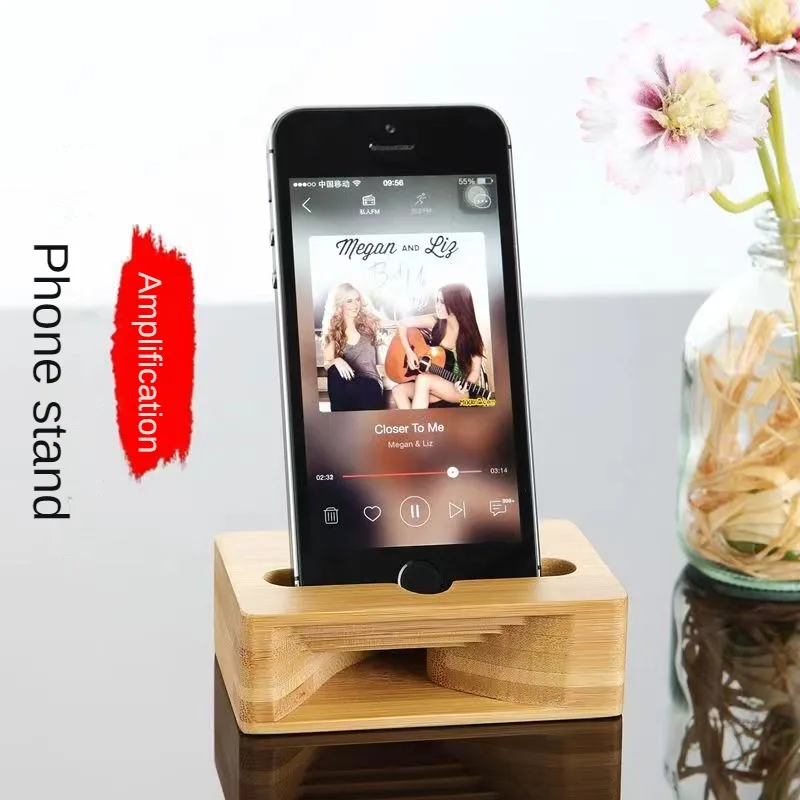 Настольная подставка для сотового телефона с деревянной усилительной звуковой функцией