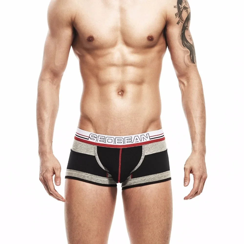 SEOBEAN-Boxer Vintage in cotone da uomo, intimo a vita bassa, Boxer Patchwork