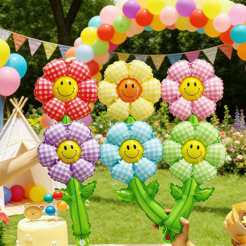 30 Gänseblümchen-gestreifte Handballons, Partyballons, Geburtstagsballons, Dekorationen für Gartenveranstaltungen, geeignet für Geburtstage – Detail 3