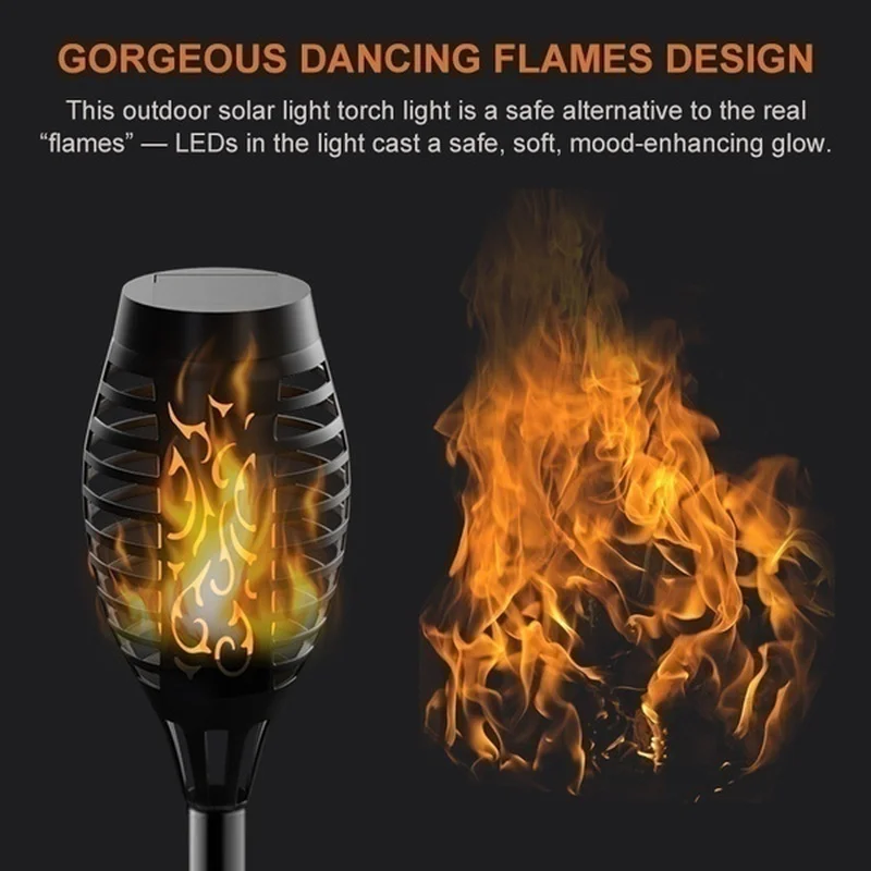 Solar Flame Torch Light,FlickeringLigh WaterproofGarden DecorationOu, Patio Floor Lamp, 1 Pc, 2 Pcs, 4 Pcs, 6 Pcs, 8 Pcs, 10Pcs