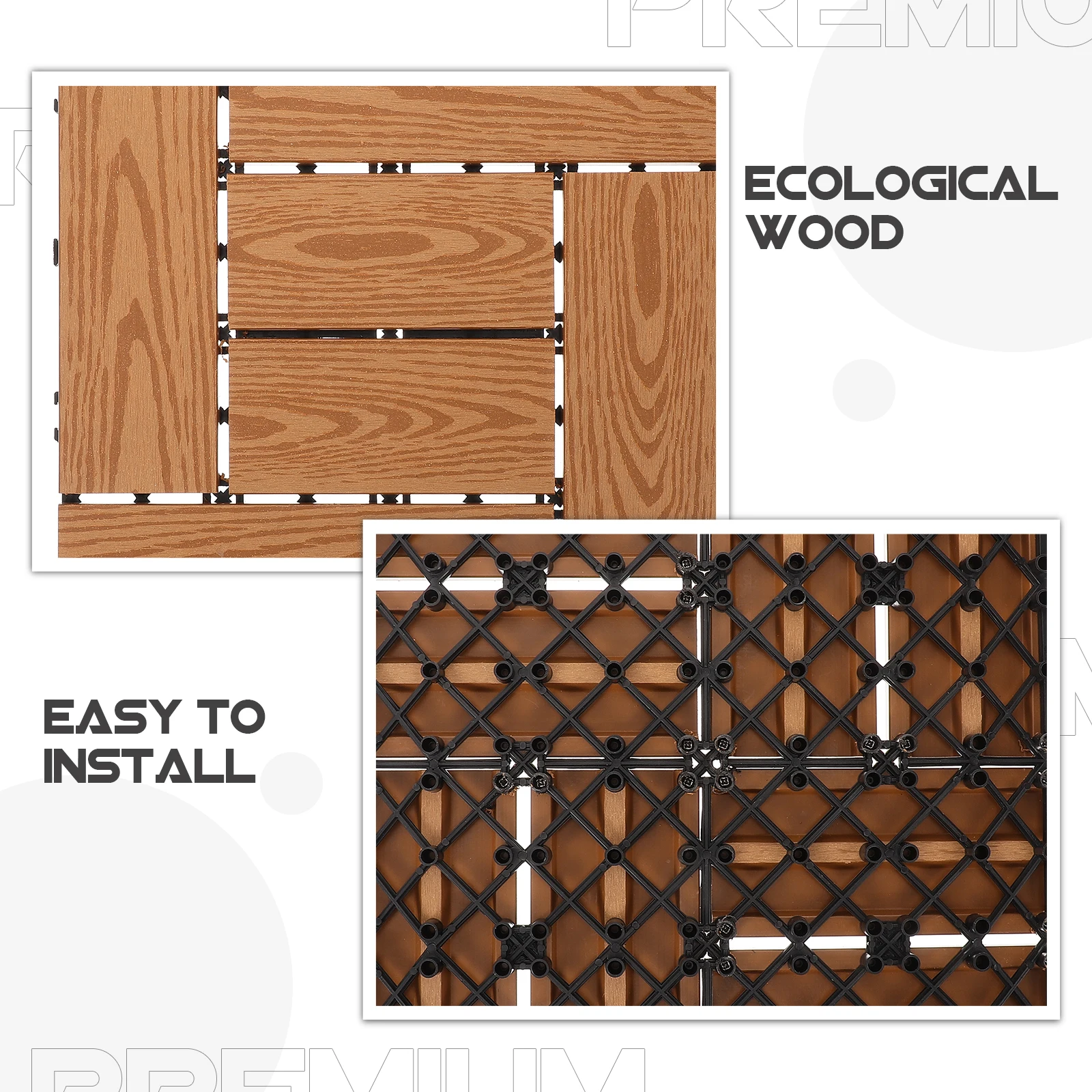 

Interlocking Plastic Wood Flooring Deck Tiles Outdoor Durable Self-Assemble WPC Tiles Balcony Garden Yard Home Decor Floor