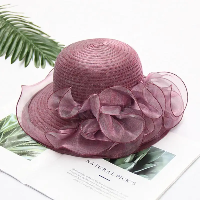 Women's Sunhat Fashion Summer Church Derby Elegant British Tea Party Wedding Hat Korean Seaside Holiday S