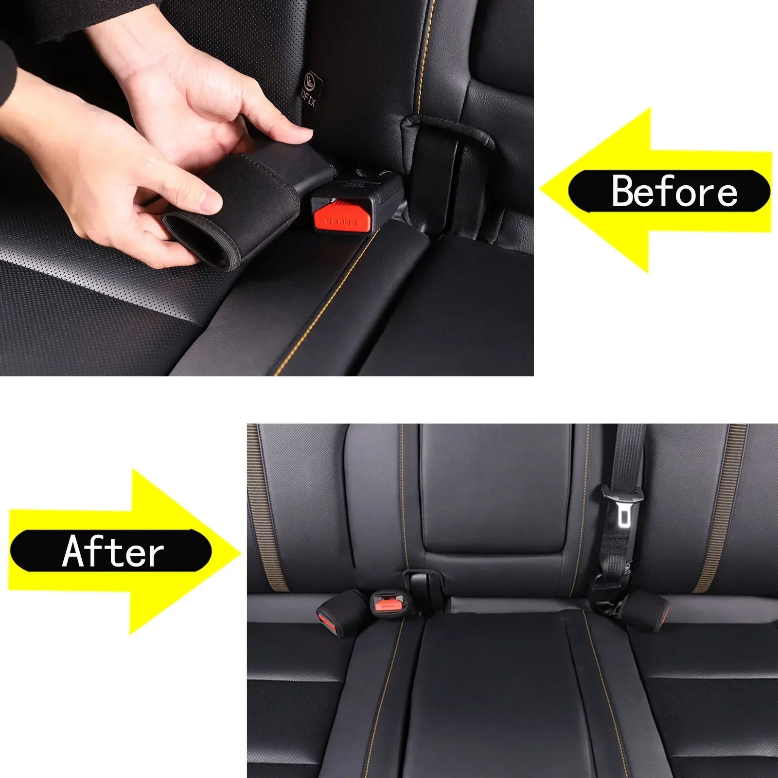 

For Ford Ranger 2023+ black car styling car rear seat belt base protective cover sticker car interior accessories 3pcs