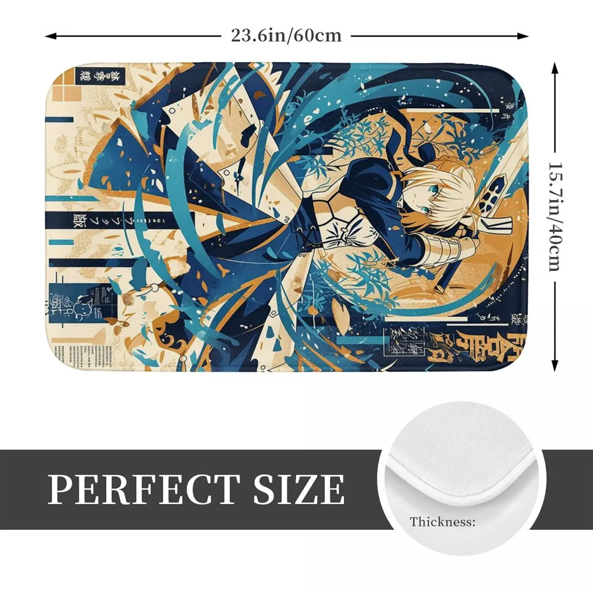 Saber Artoria Battle Ready Fate Stay Anti-slip Doormat Floor Mat Washable Carpet Rug for Kitchen Entrance Home Balcony Footpad