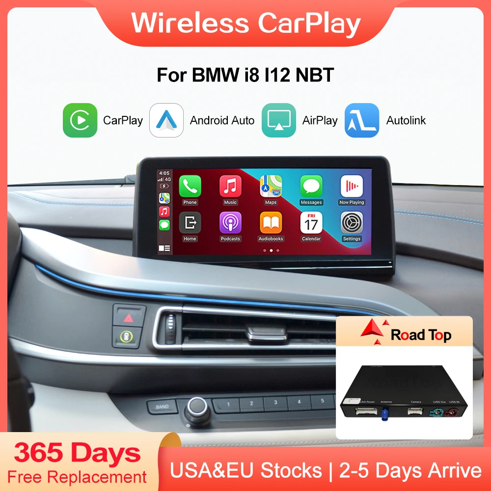 Wireless CarPlay Android Auto for BMW i8 I12 NBT System 2014-2018, with Mirror Link AirPlay YouTube HDMI Car Play Function