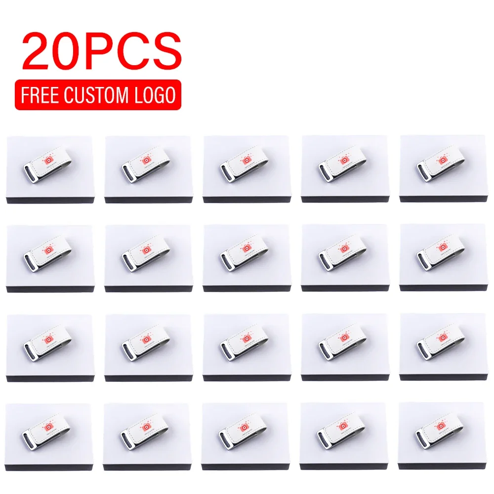 

20/LOT 2.0 Usb Flash Drives U Disk Free Custom LOGO Leather Shell Model + BOX Pendrive 4GB 8GB Memory Stick16G 32GB Wedding Gift