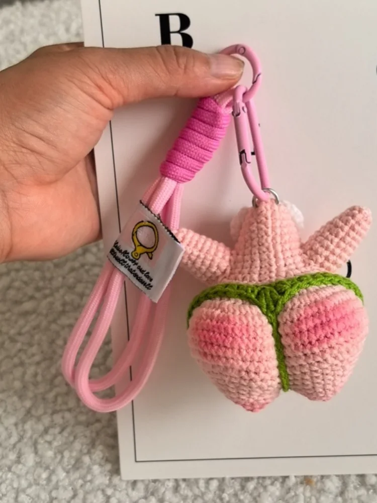 Handmade Crochet Butt up Doll Keychain Cute Cartoon Creative Gift Yarn Knitting Universal Appeal No Gender Specification