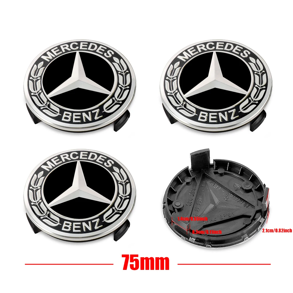 75mm Car Wheel Center Cap Hub Covers Badge Decor Accessories For Mercedes Benz Amg W205 W211 W204 W212 W213 W203 W176 W221 CLA