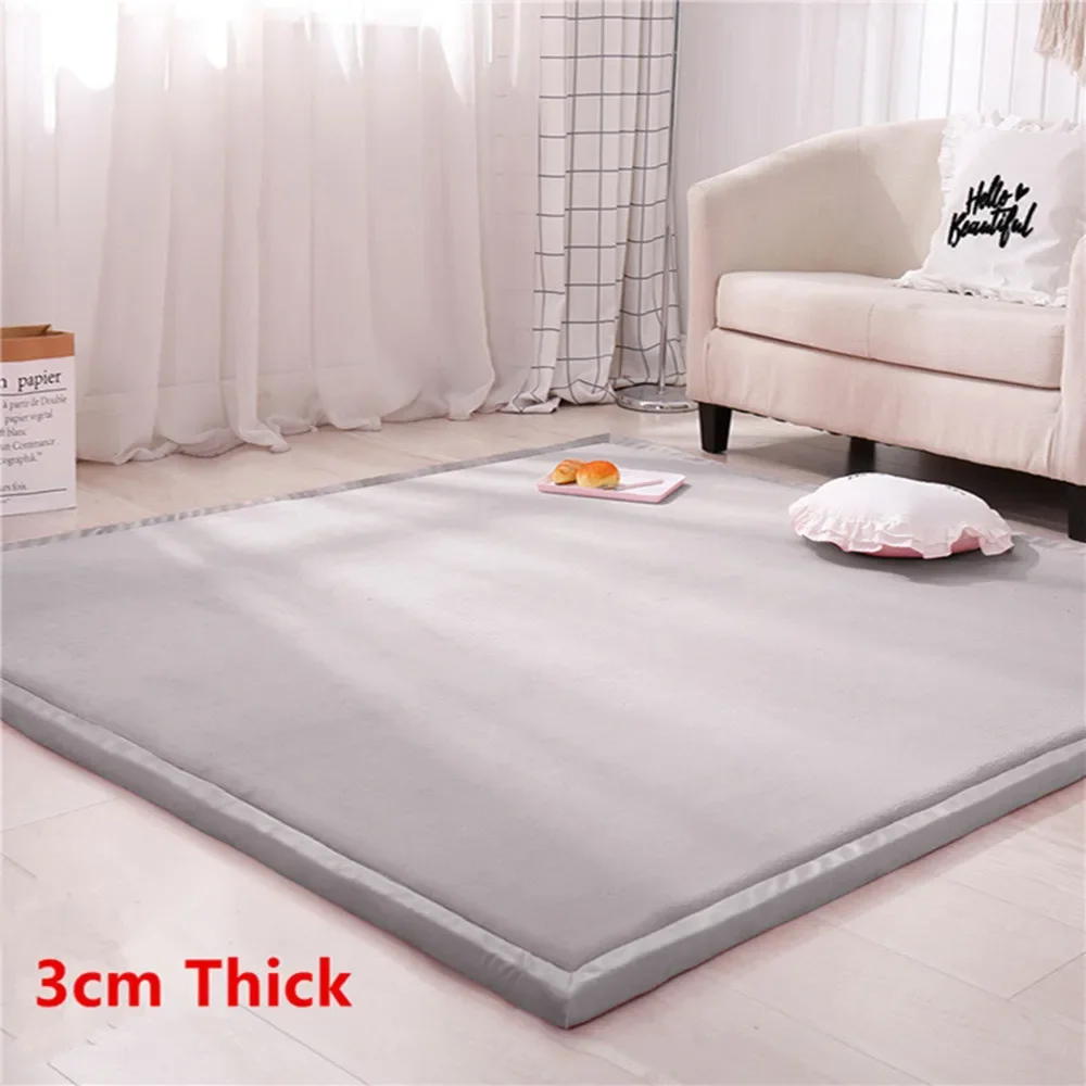 3CM Thicken Coral Fleece Velvet Carpets for Living Room Bedroom Area Rugs for Child Simple Japanese Play Crawl Tatami Floor Mat