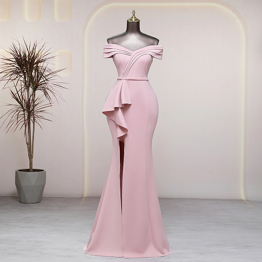 Elegant side slits pink candy color prom dress luxury evening dresses wedding party dress formal occasion dresses special events