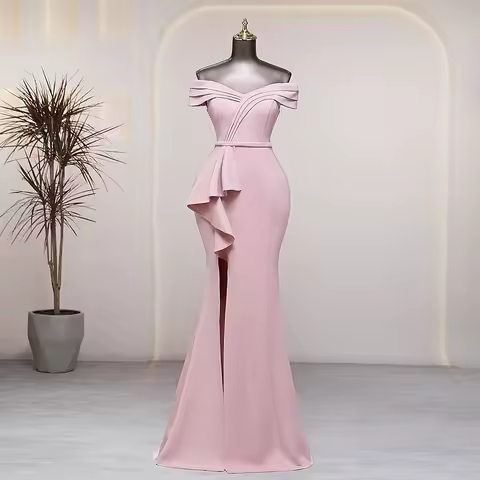 Elegant side slits pink candy color prom dress luxury evening dresses wedding party dress formal occasion dresses special events
