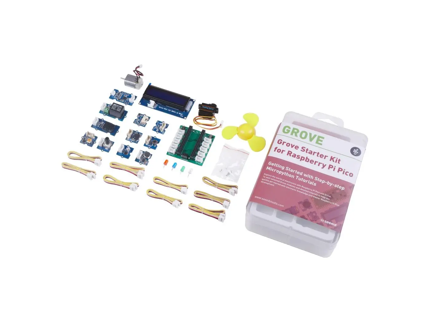 Grove Starter Development Boards Arduino MicroPython Kit for Raspberry Pi Pico with Free Course,include 5 sensors, 5 actuators