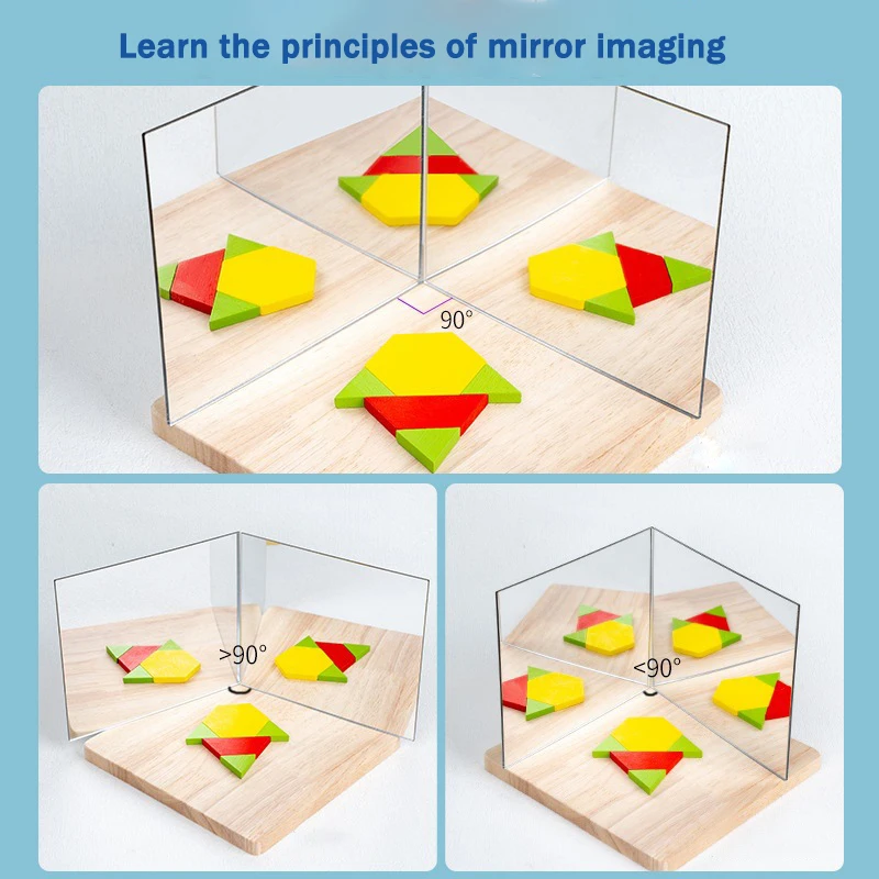 Drewniane lustro Montessori obrazowanie logiczne myślenie gra logiczna trening kosmiczny gra intelektualna sensoryczne klocki zabawka edukacyjna