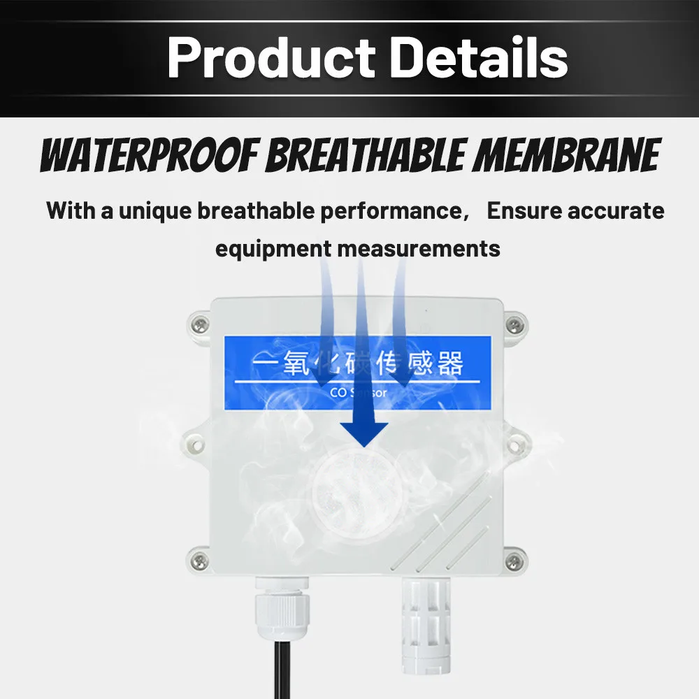 CO Sensor Alarm Soot Gas Pollution Detector Carbon Monoxide Gas Sensor 0-1000ppm RS485 Output Analog 0-5V 0-10V 4-20mA
