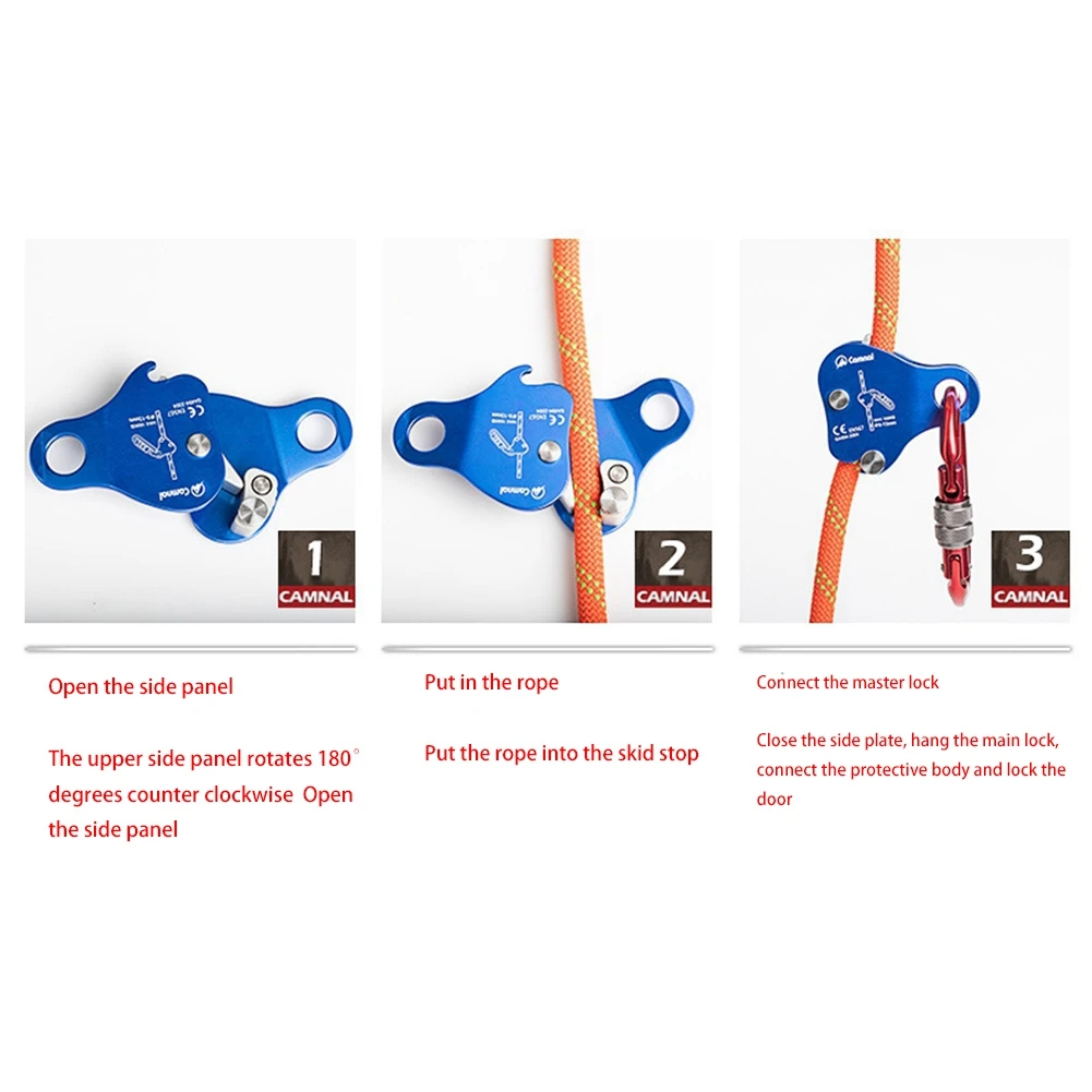CAMNAL Safety Climbing Protective Ascender 220LB Climbing Protective Device Rope Grip Outdoor Climbing Rigging 8-13MM Rope,Blue