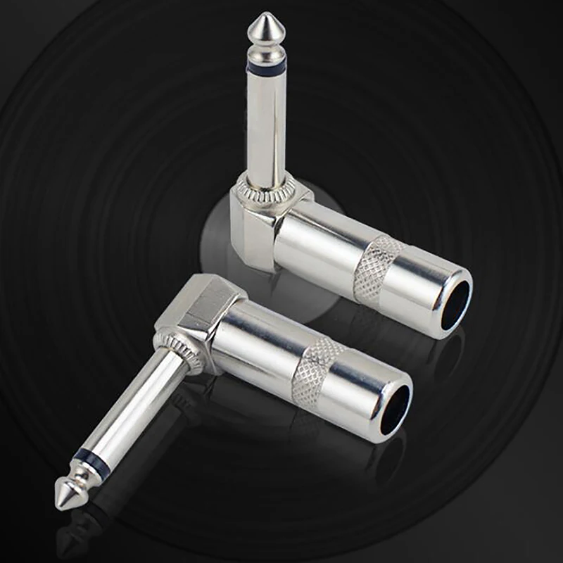 Single Track Pedal Microphone MIC Connector Right Angle 6.35MM Stereo Male Plug Guitar Wire Connector 1/4 Inch