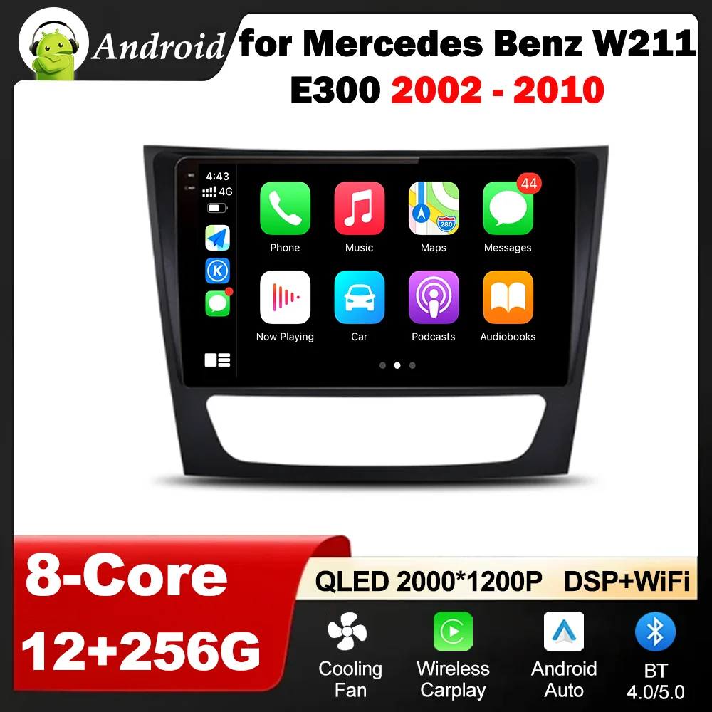 

for Mercedes Benz W211 E300 2002 - 2010 Car Audio Video Mulltmedia Player GPS Android Auto Carplay WiFi 4G DSP Stereo Autoradio