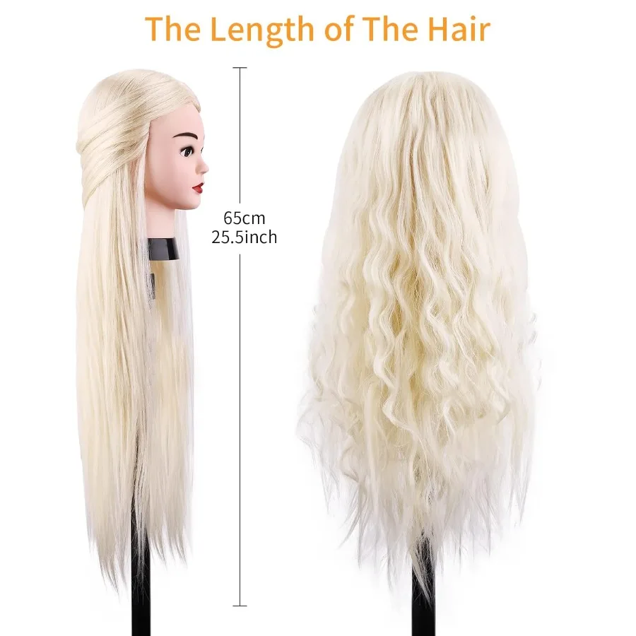 رأس عارضة أزياء مع 80 رأس دمية من الشعر البشري الحقيقي لتصفيف الشعر والتدريب على التجميل رأس ممارسة القزم مع حامل مشبك أ