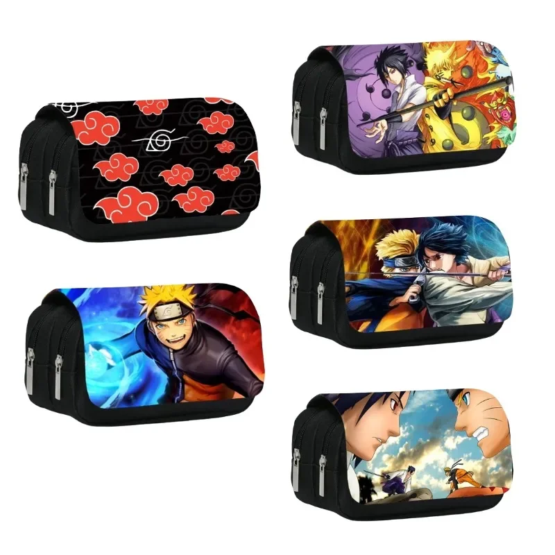 Bolsa de almacenamiento de papelería 3D de Anime Naruto, bolsa para bolígrafos de alta capacidad Itachi Sasuke, estuche impermeable para lápices Naruto, regalos de cumpleaños para niños