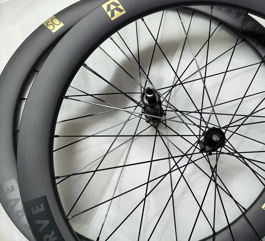 Disc Carbon Road Bike Wheelset Bicycle Width 30mm 36mm Gravel Carbon Disc Tubeless Wheels 50/55mm 60mm With Custom Gold Sticker