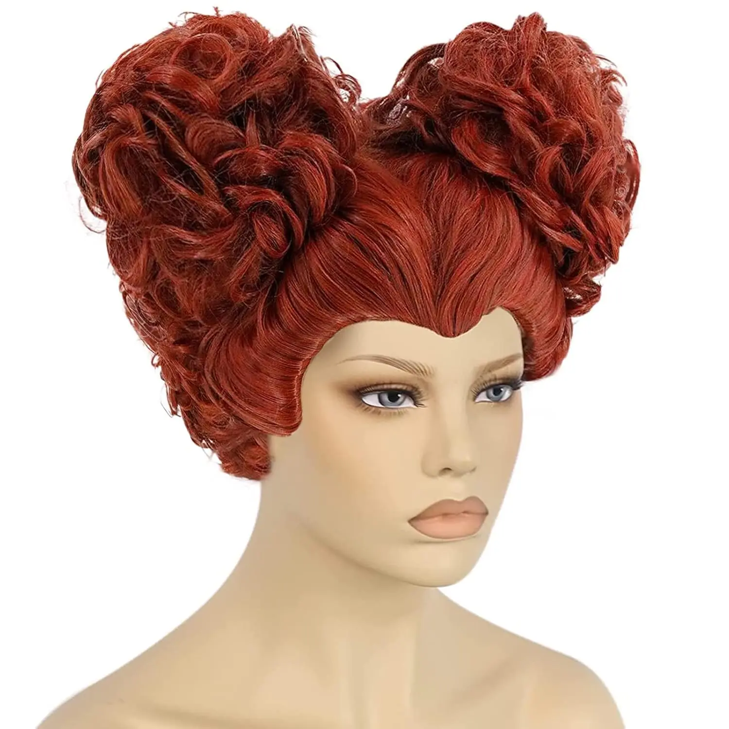 Parrucche per panini a cuore riccio corto da donna marrone rosso per parrucca Anime Queen of Hearts per parrucche per costumi Cosplay per donne di Halloween Peluca