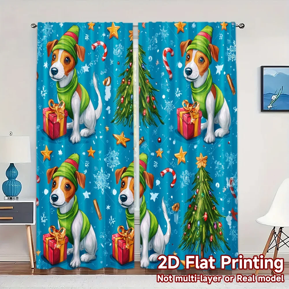 2D Flat Printing,JIT 2pcs, Curtains (Without Rod) Festive Pup Popular Curtains&Drapes Versatile Durable Polyester Curtains Art