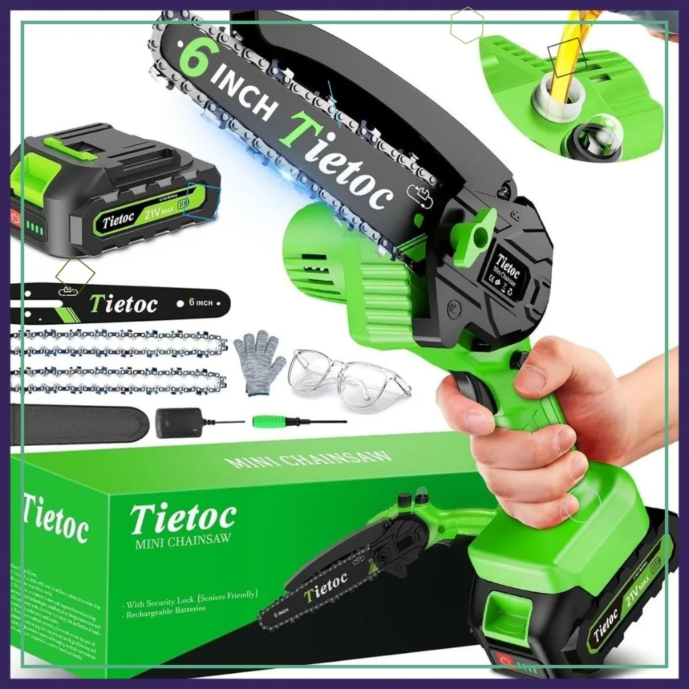

6-Inch Cordless Mini Electric Chainsaw for Wood Trimming, Garden & Household Use, Lightweight & Battery-Powered
