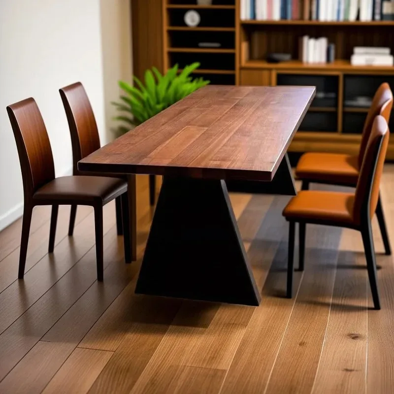 Mid-Aged Rectangular Solid Wood Dining Table Designer Creative Home Retro Dining Table Wabi-sabi Style B&B Tea Table Workbench