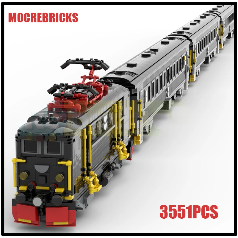 

MOC Urban Building Blocks Railway Carriage Model 8W Swedish Train SJ RC 6 DIY Technology Bricks Toys Children's Birthday Gifts