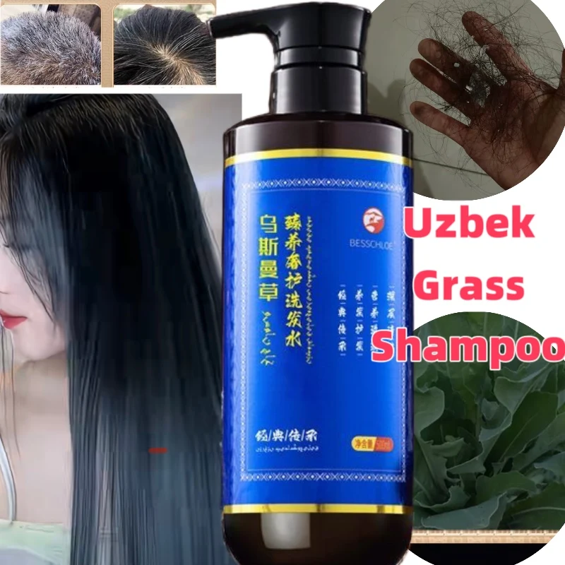 

500ml Usman Grass Shampoo for White to Black Gloss Hair Transformation Pure Plant Essence Extract Nourishing Soap Hair Follicles