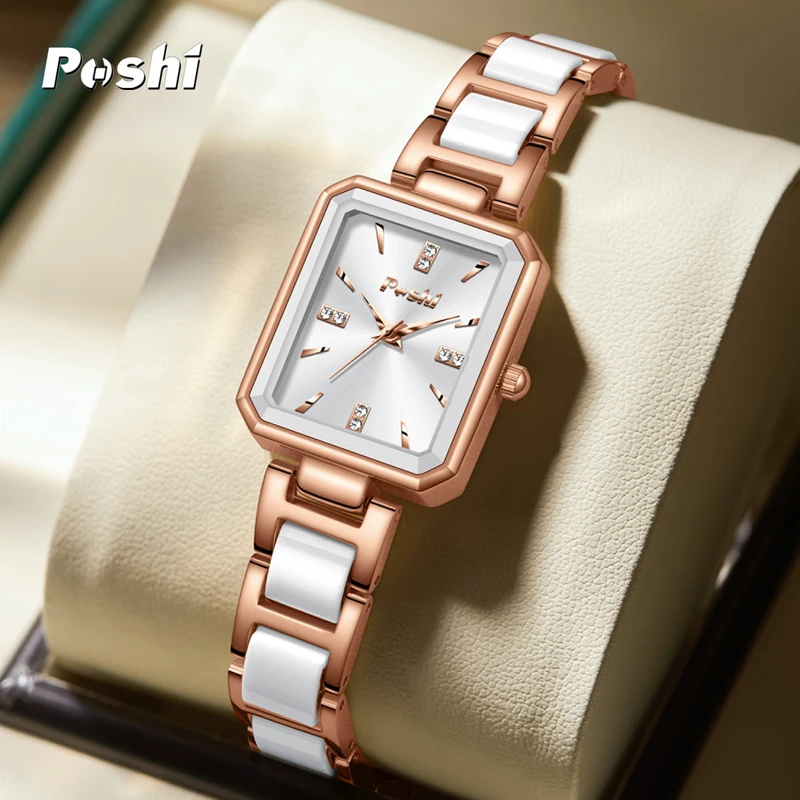 POSHI 981 ساعات نسائية عصرية أنيقة بسوار للسيدات ساعة يد كوارتز أصلية فاخرة أفضل للهدايا #2