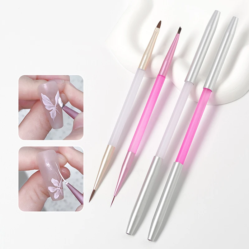 Pintura de unhas uv gel desenho gravação escova triângulo caneta dupla cabeça manicure pontilhando ferramenta construtor para salão de beleza