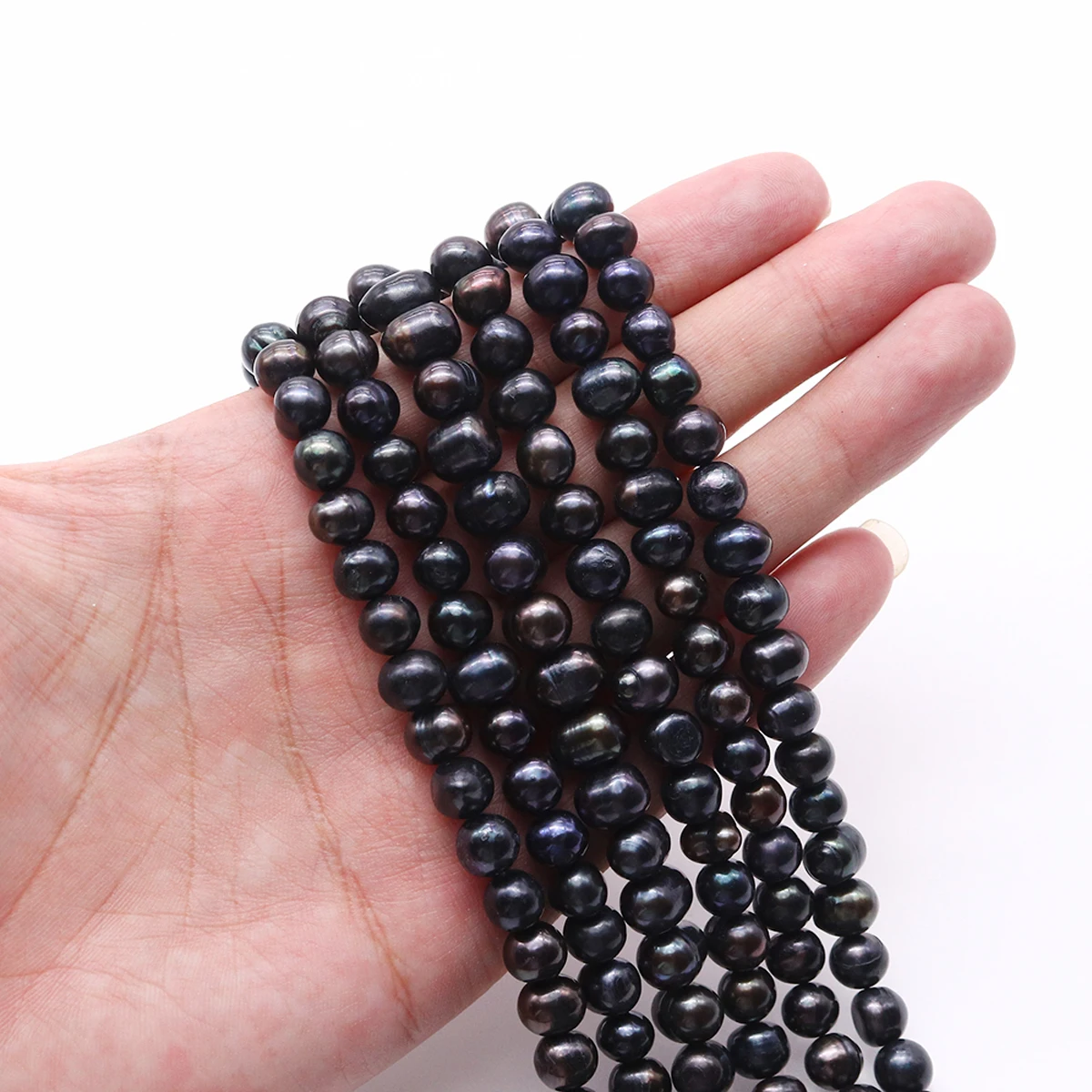 Natural Freshwater Pearl Beads Nearround Black Pearl Loose Spacer Beaded for Making DIY Jewerly Necklace Bracelet Earrings 8-9mm