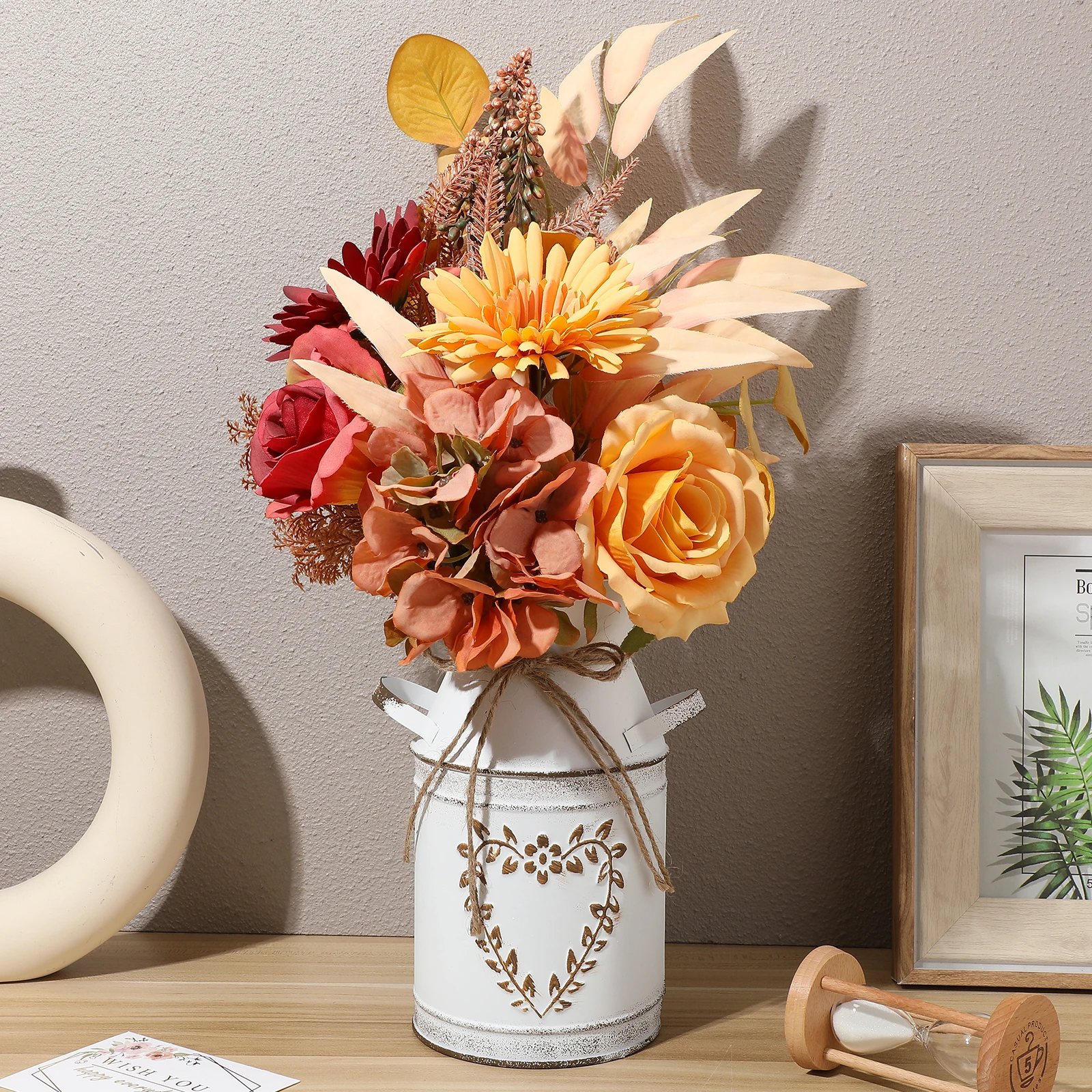 

Heart Shaped Floral Vase Rustic Metal Flower Arrangement Bucket For Wedding Centerpiece Decor Bouquets Table Home Living Room