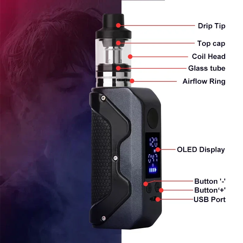 Огромный испаритель электронных сигарет Smoke M8 120 Вт Box Mod Vape Kit Регулируемое напряжение 1800 мАч Батарея с резервуаром 3 мл Электронная сигарета