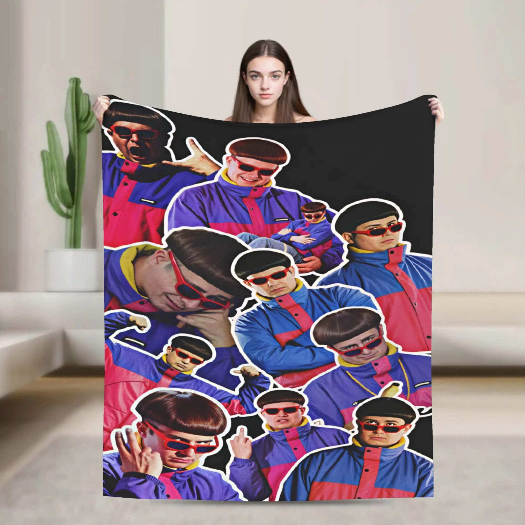 Oliver Tree Sticker Pack Collage Warm Comfy Blanket  Novelty Travel Throw Blanket Couch Bed Flannel Bedspread Sofa Bed Cover