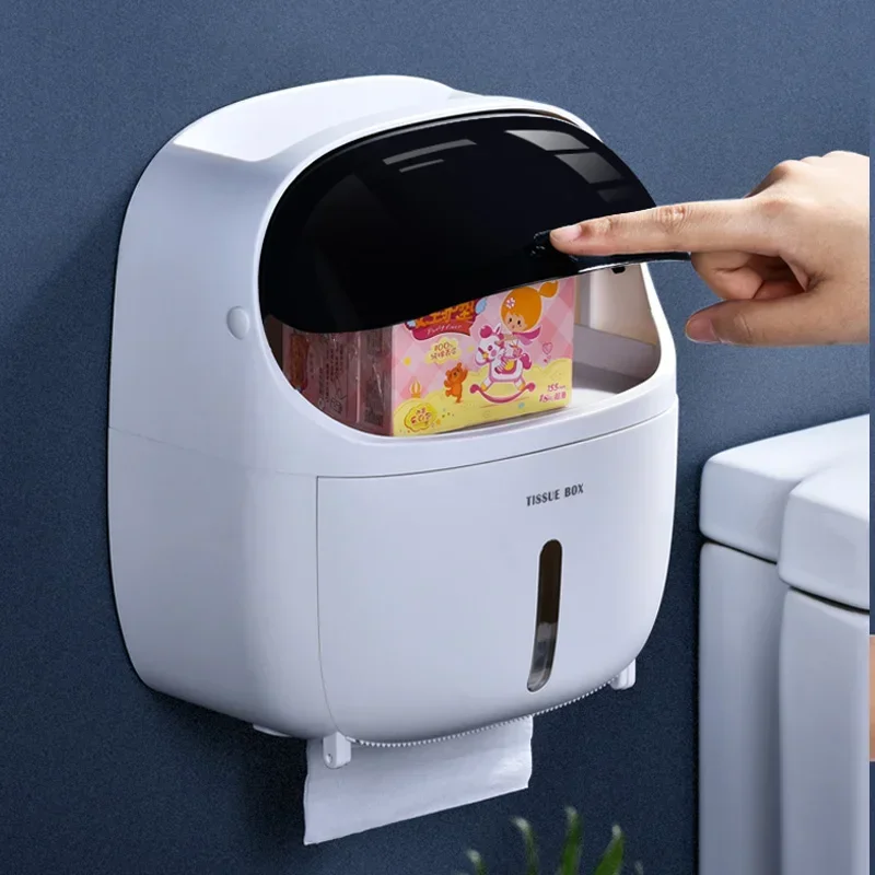 Creative no punching waterproof tissue holder toilet tissue box toilet paper storage rack paper drawer bathroom accessories