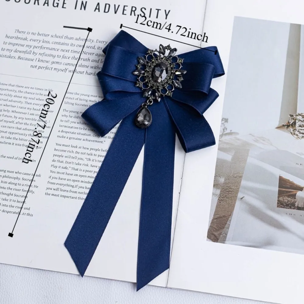 Elegant Alloy Bow Tie Pre-tied Detachable Necktie Rhinestone Bowknot Brooches Jewelry Accessories