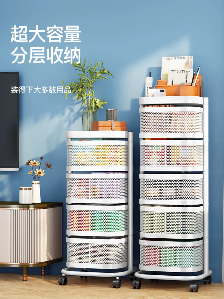 Multi-layer household snacks with movable rotating shelf landing