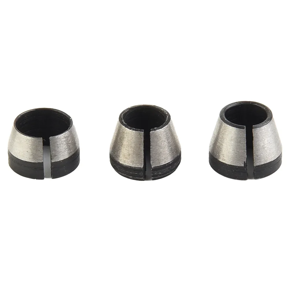 3Pcs 8/6.35/6mm Trimming Machine Chuck Conversion Set Carbon Steel Collet Chuck For Engraving Machine/wood Router Accessories