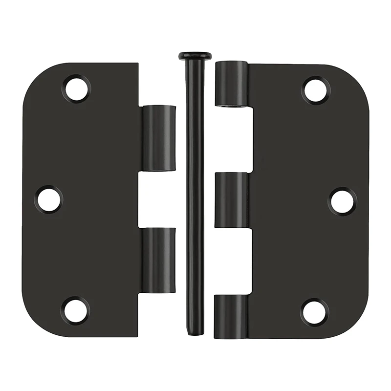 6 Pack Black Door Hinges For Doors 3 1/2 Interior Door Hinges Matte Black Hinges For Doors 3.5 Inch Rounded 5/8 Radius