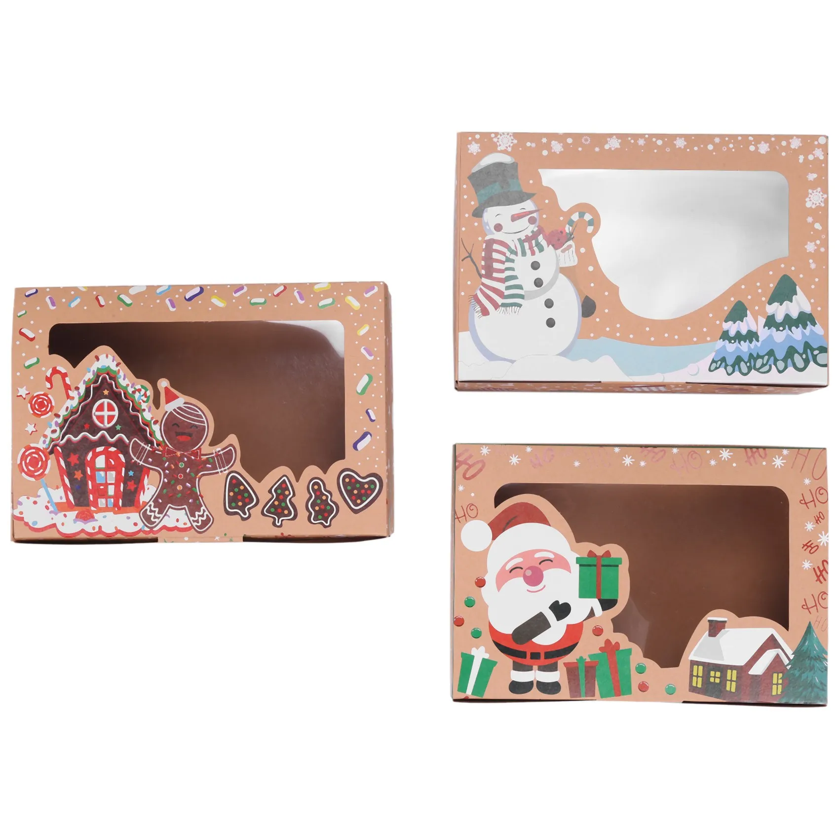 

12Pcs Kraft Paper Portable Box Favor Holders Goody Candy Box Cookie Boxes for Christmas