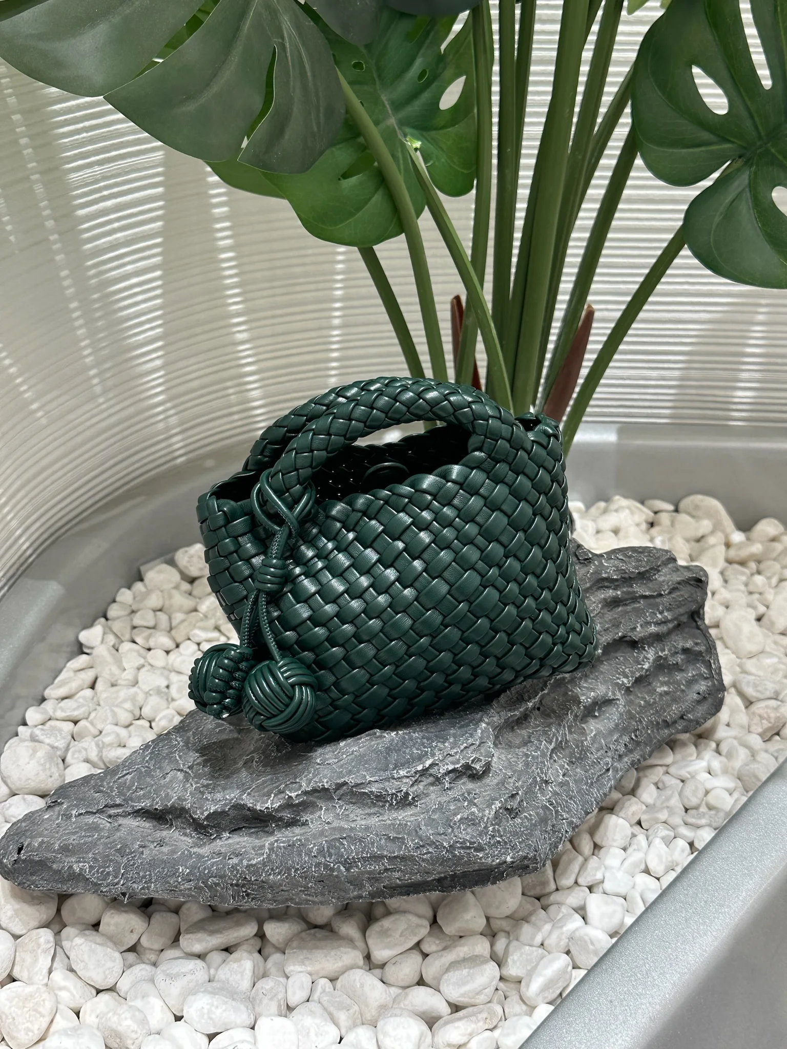 Designer bag Women's handbag Popular small size version PU leather woven bag Fashion style soft handmade bucket bag