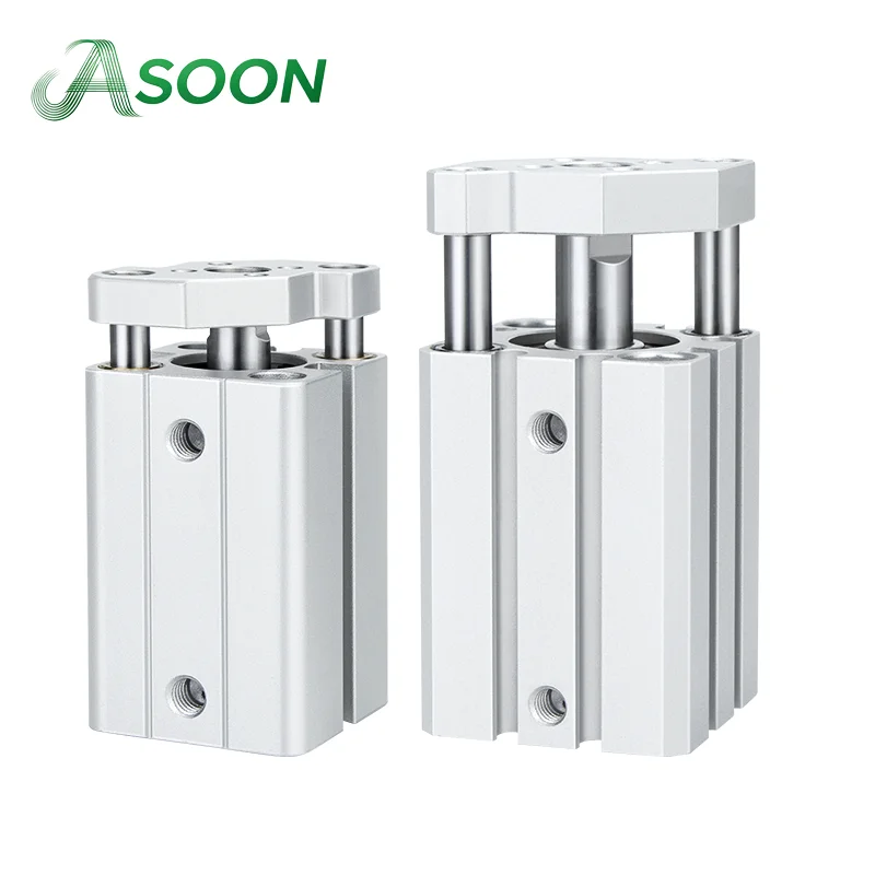 Thin Three Axis and Three Rod Cylinder with Guide Rod TACQ Series TACQ12 16 20 25 32 40 50 63 80-5 10 15 20 25 30 35 40 50 100